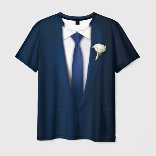 Мужская футболка с принтом Смокинг на свадьбу - мальчишник, вид спереди №1