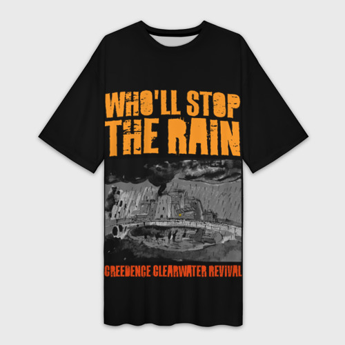 Платье-футболка с принтом Creedence кто остановит дождь, вид спереди №1