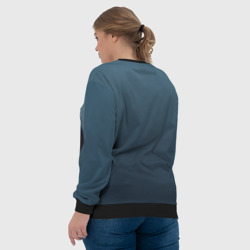 Свитшот с принтом Знак мира в ладони для женщины, вид на модели сзади №3. Цвет основы: черный