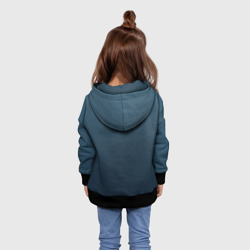 Толстовка с принтом Знак мира в ладони для ребенка, вид на модели сзади №2. Цвет основы: черный
