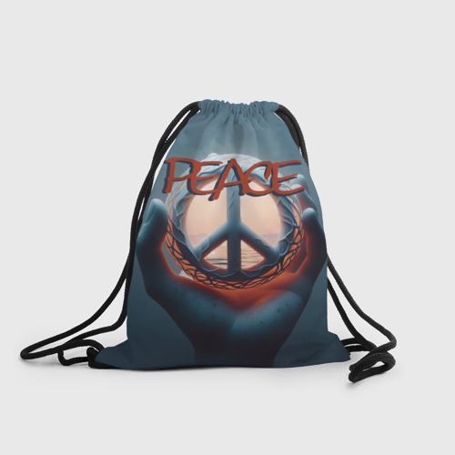 Рюкзак-мешок с принтом Знак мира в ладони, вид спереди №1