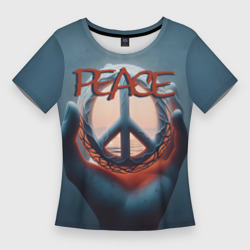 Знак мира в ладони – Женская футболка 3D Slim с принтом купить