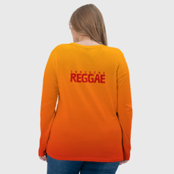 Лонгслив с принтом Orange sunshine reggae для женщины, вид на модели сзади №3. Цвет основы: белый