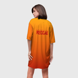 Платье с принтом Orange sunshine reggae для женщины, вид на модели сзади №2. Цвет основы: белый