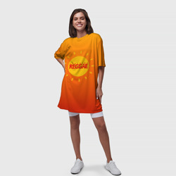 Платье с принтом Orange sunshine reggae для женщины, вид на модели спереди №3. Цвет основы: белый