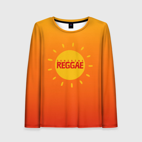 Женский лонгслив с принтом Orange sunshine reggae, вид спереди №1