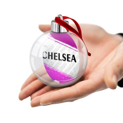 Шар с принтом Chelsea pro football по-горизонтали для любого человека, вид спереди №2. Цвет основы: прозрачный
