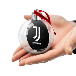 Шар с принтом Juventus sport на темном фоне для любого человека, вид спереди №2. Цвет основы: прозрачный