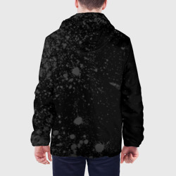 Куртка с принтом Leicester City sport на темном фоне по-вертикали для мужчины, вид на модели сзади №2. Цвет основы: черный