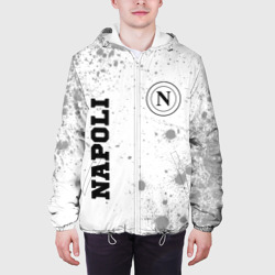 Куртка с принтом Napoli sport на светлом фоне вертикально для мужчины, вид на модели спереди №3. Цвет основы: белый