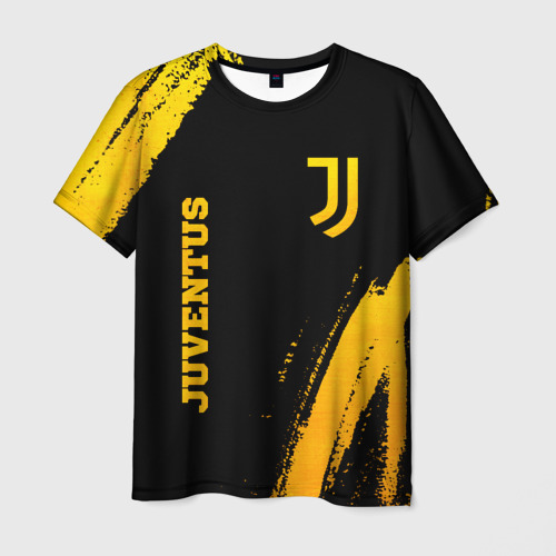 Мужская футболка с принтом Juventus - gold gradient вертикально, вид спереди №1
