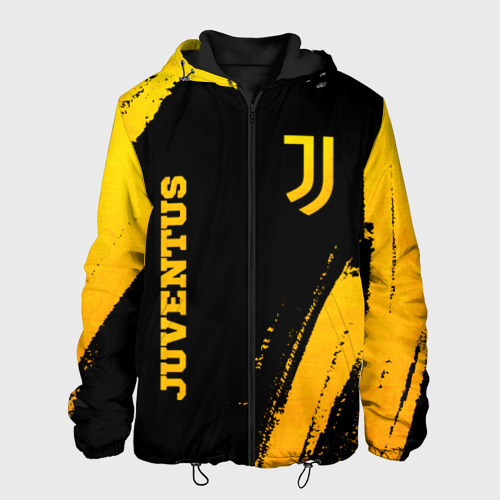 Мужская куртка с принтом Juventus - gold gradient вертикально, вид спереди №1