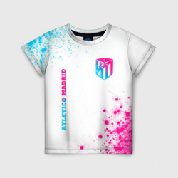 Детская футболка 3D Atletico Madrid neon gradient style вертикально