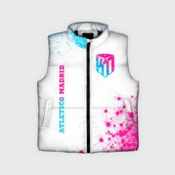 Детский жилет утепленный 3D Atletico Madrid neon gradient style вертикально