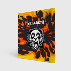 Холст квадратный Megadeth рок панда и огонь