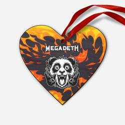 Деревянная игрушка Сердце Megadeth рок панда и огонь