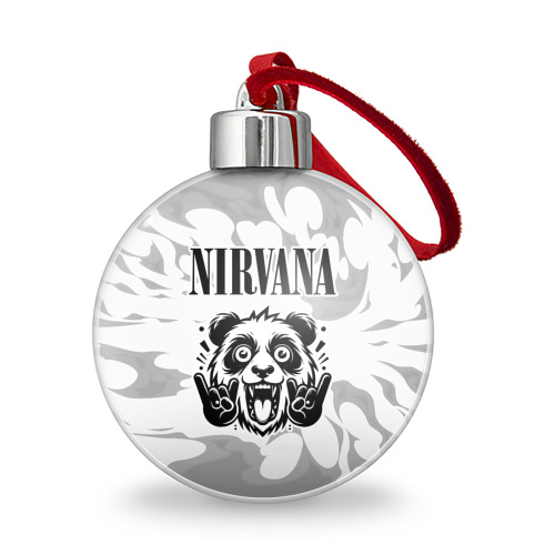 Ёлочный шар с принтом Nirvana рок панда на светлом фоне, вид спереди №1