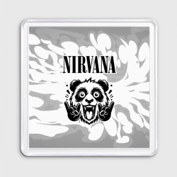 Nirvana рок панда на светлом фоне – Магнит 55*55 с принтом купить