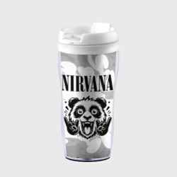 Термокружка-непроливайка Nirvana рок панда на светлом фоне
