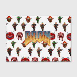 Холст с принтом Doom 1993 паттерн для любого человека, вид спереди №2. Цвет основы: белый