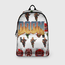 Рюкзак с принтом Doom 1993 паттерн для любого человека, вид спереди №3. Цвет основы: белый