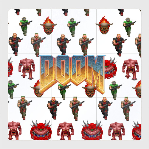 Магнитный плакат 3x3 с принтом Doom 1993 паттерн, вид спереди №1