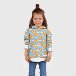 Толстовка с принтом Дольки апельсинов - голубы полосы для ребенка, вид на модели спереди №3. Цвет основы: белый