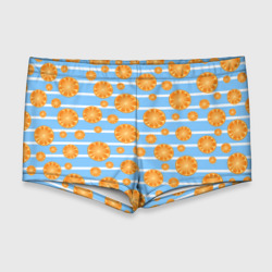 Мужские купальные плавки 3D Дольки апельсинов - голубы полосы