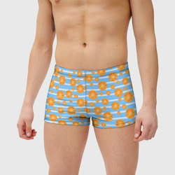 Мужские купальные плавки 3D Дольки апельсинов - голубы полосы - фото 2