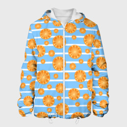Дольки апельсинов - голубы полосы – Мужская куртка 3D с принтом купить со скидкой в -10%