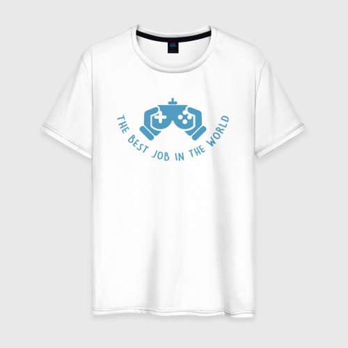 Мужская футболка из хлопка с принтом Игры - лучшая работа в мире, вид спереди №1