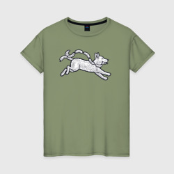 Собачка с сосисками – Женская футболка хлопок с принтом купить со скидкой в -20%