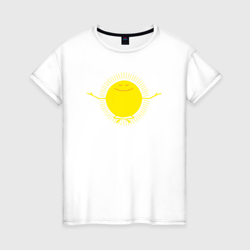 Женская футболка из хлопка с принтом Sunny relax, вид спереди №1
