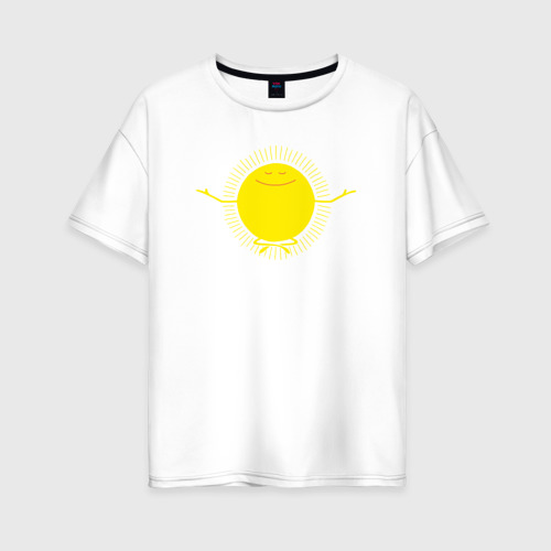 Женская футболка из хлопка оверсайз с принтом Sunny relax, вид спереди №1