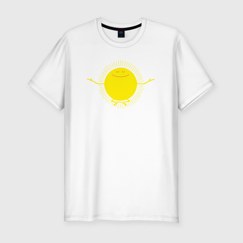 Мужская приталенная футболка из хлопка с принтом Sunny relax, вид спереди №1