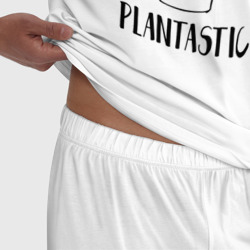 Пижама с принтом YOU'RE PLANTASTIC для мужчины, вид на модели спереди №4. Цвет основы: белый