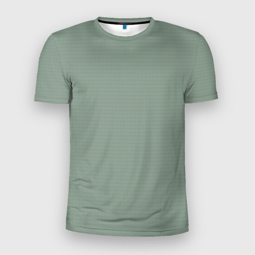 Мужская приталенная футболка с принтом Светлый серо-зелёный текстурированный, вид спереди №1
