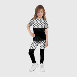 Леггинсы с принтом Чёрно-белый узором для ребенка, вид на модели спереди №4. Цвет основы: белый