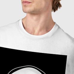 Футболка с принтом Чиназес в очках мем для мужчины, вид на модели спереди №4. Цвет основы: белый