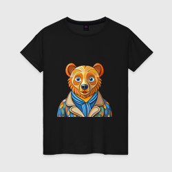 Медведь в стиле Ван Гога – Женская футболка хлопок с принтом купить со скидкой в -20%