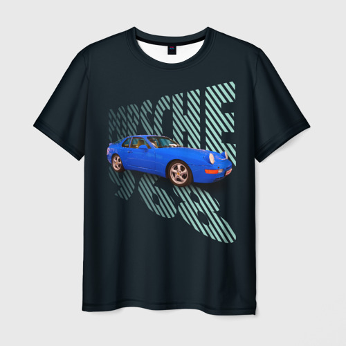 Мужская футболка с принтом Немецкая спортивная машина Porsche 968, вид спереди №1