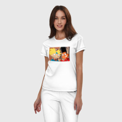 Пижама с принтом Эй Арнольд дружба для женщины, вид на модели спереди №2. Цвет основы: белый