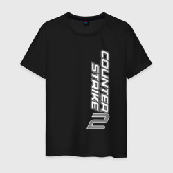 Вертикальная надпись Counter-Strike 2 black – Мужская футболка хлопок с принтом купить со скидкой в -20%