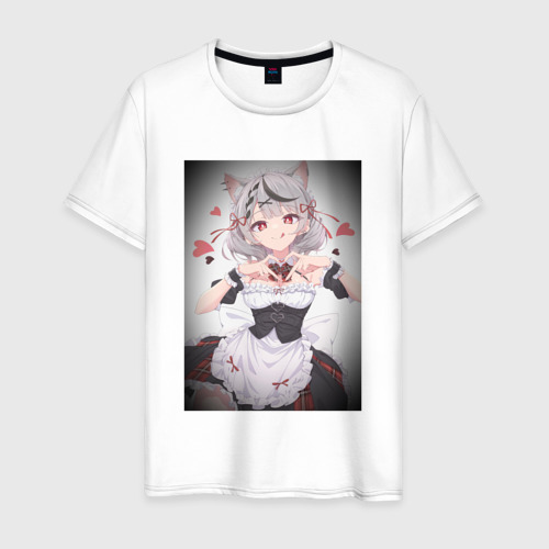 Мужская футболка из хлопка с принтом Аниме девочка кошечка витубер Sakamata Chloe, вид спереди №1