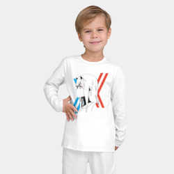 Пижама с принтом Франкс Зеро Ту для ребенка, вид на модели спереди №2. Цвет основы: белый