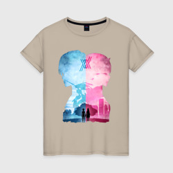 Милый во Франксе Хиро – Женская футболка хлопок с принтом купить со скидкой в -20%