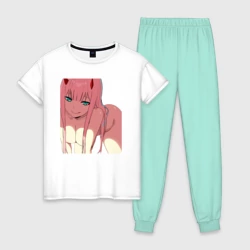 Женская пижама с белой футболкой хлопок Зеро Ту Секси