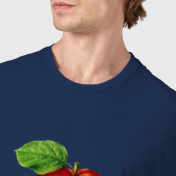 Футболка с принтом Abstract red apple для мужчины, вид на модели спереди №4. Цвет основы: темно-синий