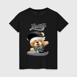 Плюшевый медвежонок диджей – Женская футболка хлопок с принтом купить со скидкой в -20%