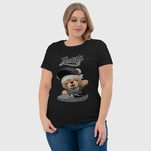 Женская футболка хлопок с принтом Плюшевый медвежонок диджей, фото #4